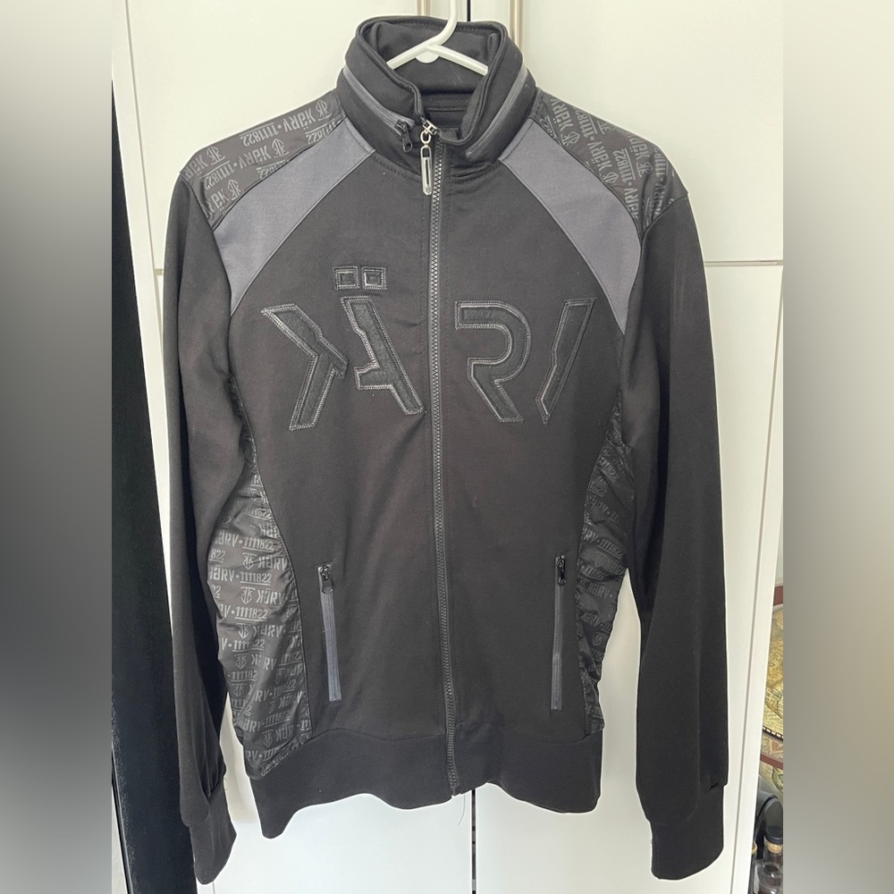 Men’s Black Karv Softshell/Track Jacket Hideaway Hoodie – Zip-Up, Size S